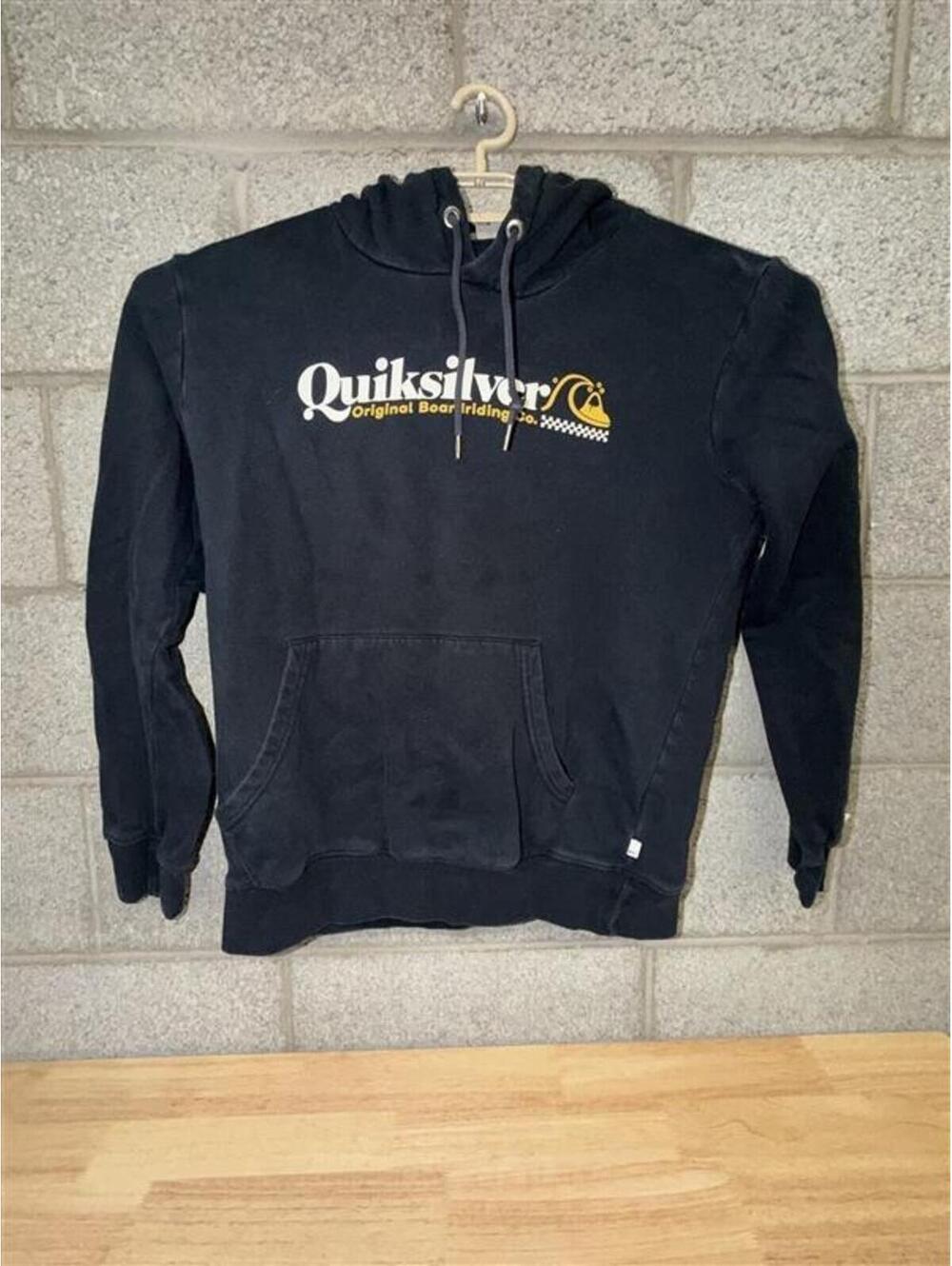 Quiksilver Logo Hoodie Size M 2010 Black Surf Skate Pullover